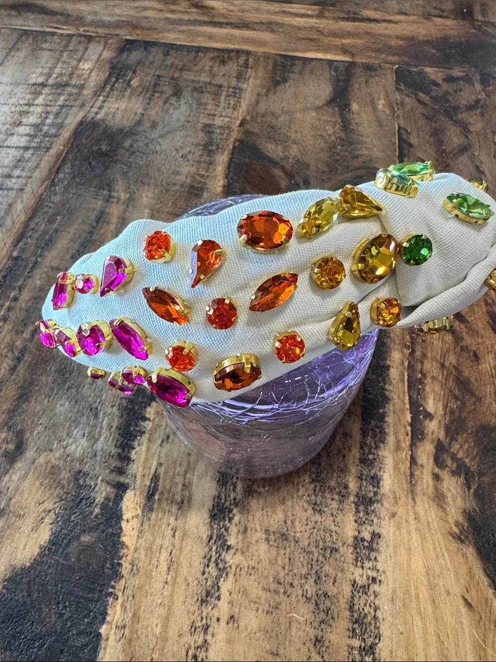 Brianna CannonEmbellished Knotted Headband with Rainbow Gems